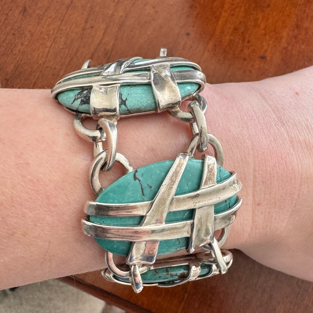 Slane & Slane Turquoise and Silver Link Bracelet - Picture 5 of 5